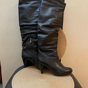 MAEVI over the knee leather slouchy leather boots. Made in Brazil.